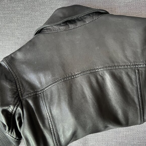 AllSaints Slim Fit Leather Biker Jacket US Size 0 - Picture 5 of 16